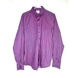 BEN SHERMAN Tailoring Mens Dress Shirt Slim Fit Stretch Purple Blue 15 1/2 34 35